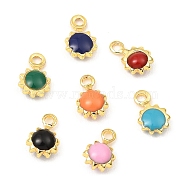 Brass Enamel Charms, Real 18K Gold Plated, Long-Lasting Plated, Lead Free & Cadmium Free, Sun Charm, Mixed Color, 7x4x2mm, Hole: 1mm(KK-K337-07G)