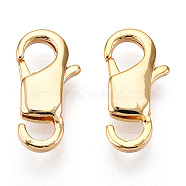 Brass Lobster Claw Clasps, Open Hole, for Jewelry Making, Real 18K Gold Plated, 15x7.5x3mm, Hole: 3x2.5mm(KK-N254-09G)