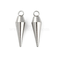 202 Stainless Steel Charms, Circular Cone, Stainless Steel Color, 17.5x5x5mm, Hole: 2mm(STAS-Q336-07P)