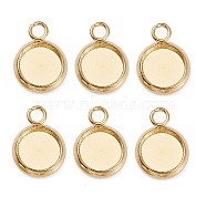 304 Stainless Steel Pendant Cabochon Settings, Plain Edge Bezel Cups, Flat Round, Real 18K Gold Plated, Tray: 6mm, 10x8x1.5mm, Hole: 1.5mm(STAS-Z030-01E-G)