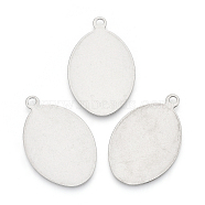 201 Stainless Steel Pendants, Blank Tags, Oval, Stainless Steel Color, 34x22x1mm, Hole: 2mm(STAS-T047-02)