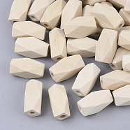 Unfinished Wood Beads, Natural Wooden Beads, Faceted, Polygon, PapayaWhip, 20x10x10mm, Hole: 3mm(X-WOOD-Q039-05E)