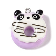 Opaque Resin Imitation Food Pendants, Animal Donut Charms with Platinum Plated Iron Loops, Panda, 26x22.5x9.5mm, Hole: 2mm(RESI-S403-01D)