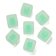 Frosted Acrylic European Beads, Bead in Bead, Cube, Medium Spring Green, 13.5x13.5x13.5mm, Hole: 4mm(OACR-G012-14B)