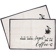 Coffee Theme Cotton and Linen Cup Mats, Daily Supplies, Rectangle with Word, Cup Pattern, 350x500mm(AJEW-WH0201-017)