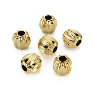 UV Plating Acrylic European Beads, Pumpkin, Gold, 13.5x14x13mm, Hole: 5.5mm(PACR-T005-08A)