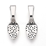 Alloy Glue-on Flat Pad Bails, Shovel Pendant Bails, Antique Silver, 15x5x1~5mm, Hole: 4.5x3mm(PALLOY-K005-01AS)