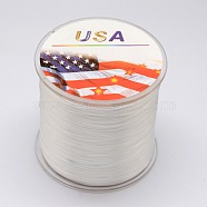 Flat Elastic Crystal String, Elastic Beading Thread, for Stretch Bracelet Making, White, 0.6mm, about 328.08 yards(300m)/roll(EW-F002-04)