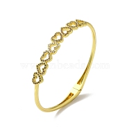 Rack Plating Brass Micro Pave Clear Cubic Zirconia Hollow Multi Heart Hinged Bangles, Lead Free & Cadmium Free, Long-Lasting Plated, Real 18K Gold Plated, Inner Diameter: 2-1/4x2-1/8 inch(5.7x5.25cm)(BJEW-H616-03G)