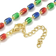 Brass Enamel Column Link Chain Necklaces, Real 18K Gold Plated, Lead Free & Cadmium Free & Nickel Free, Long-Lasting Plated, Colorful, 17.80 inch(45.2cm)(NJEW-H039-13G)