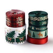 7 Rolls Christmas Satin Ribbon, Polyester Ribbon, for Making Crafts, Gift Package, Christmas Themed Pattern, Mixed Color, 10~39mm, about 5 yards/roll(4.57m/roll)(SRIB-P015-03)