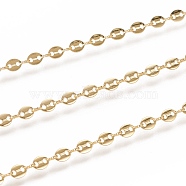 Brass Link Chains, Coffee Bean Chains, with Spool, Soldered, Long-Lasting Plated, Oval, Golden, 7x4x0.6mm, about 32.8 Feet(10m)/roll(CHC-I034-03G)