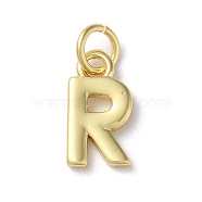 Rack Plating Brass Pendants, Cadmium Free & Lead Free, Long-Lasting Plated, Real 18K Gold Plated, Letter R, 12x6.5x1.5mm, Hole: 3.2mm(KK-P245-06G-R)