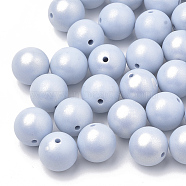 Spray Painted Style Acrylic Beads, Rubberized, Round, Light Steel Blue, 8mm, Hole: 1mm, about 1800pcs/500g(MACR-T010-8mm-03)