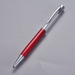 Creative Empty Tube Ballpoint Pens, with Black Ink Pen Refill Inside, for DIY Glitter Epoxy Resin Crystal Ballpoint Pen Herbarium Pen Making, Silver, Dark Red, 140x10mm(AJEW-L076-A46)