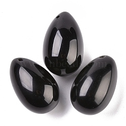 Natural Obsidian Pendants, Easter Egg Stone, 45x30x30mm, Hole: 2.2mm(G-P438-F-05)