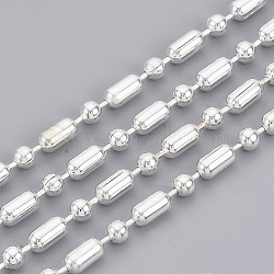 (Autumn Aesthetic Big Sale), Brass Ball Chains, Ball-Bar Style, Round and Oval, Long-Lasting Plated, Soldered, with Spool, Cadmium Free & Lead Free, Silver, 6.3x3.2mm and 3.2mm, about 6.56 Feet(2m)/roll(X-CHC-S008-009A-S)