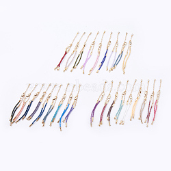 Braided Cotton Cord Bracelet Making, with Brass Lobster Claw Clasps and Extender Chains, with Rhinestone, Golden, Mixed Color, 5-3/8 inch~5-1/2 inch(13.5~14cm), 3mm, Hole: 2mm(MAK-I006-G)