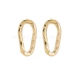 304 Stainless Steel Twist Oval Stud Earrings for Women, Golden, 25.5x13mm, Pin: 0.7mm(EJEW-N016-020LG)