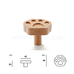 Wood Drawer Knobs, Cabinet Handle, Paw Print, 45x40x35mm(PW-WG23830-02)