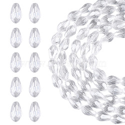 5 Strands Transparent Teardrop Glass Beads Strands, Faceted, Clear, 6~7x4mm, Hole: 0.8~0.9mm, about 65pcs/strand, 16.14~16.42''(41~41.7cm)(GLAA-TA0004-21A)