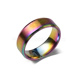 Stainless Steel Wide Band Finger Rings for Women Men, Plain Band Rings, Rainbow Color, 8mm, Inner Diameter: US Size 13(22.2mm)(RJEW-WH0009-13H-M)