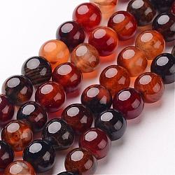 Natural Agate Beads Strands, Round, Dyed & Heated, Chocolate, 10mm, Hole: 1mm, about 38pcs/strand, 15 inch(G-D845-02-10mm)