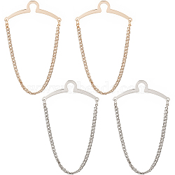 4Pcs 2 Colors Brass Hanging Chains Collar Pins Tie Clips, Iron Cardigan Clips for Men Women, Platinum & Golden, 82mm, 2pcs/color(AJEW-SC0004-03)