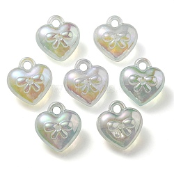 Luminous UV Plating Transparent Acrylic Pendants, Glow in The Dark, Heart Charm, Medium Aquamarine, 18x17x10mm, Hole: 3mm(OACR-P010-10B)