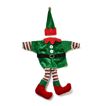 Christmas Clothes Felt Cloth & Iron Wine Bottle Cover Decoration, for Christmas Party Decoration, Green, 270x264x23.5mm