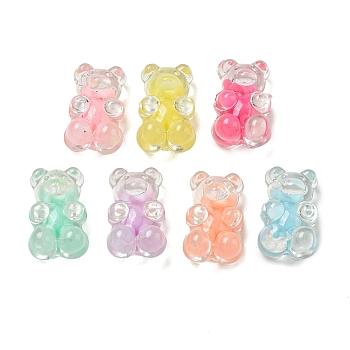 Transparent Acrylic Beads, Bear, Bead in Bead, Mixed Color, 18x11.5x8.5mm, Hole: 2.5mm, about 438pcs/500g