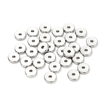 Brass Spacer Beads, Disc, Platinum, 8x1.5mm, Hole: 2mm, 30pcs/set