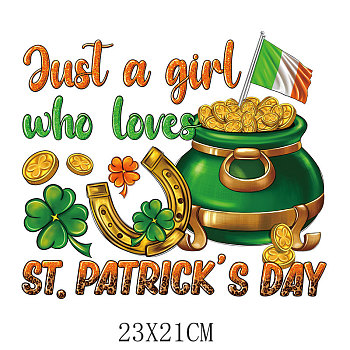 Saint Patrick's Day Theme PET Sublimation Stickers, Heat Transfer Film, Iron on Vinyls, for Clothes Decoration, Flag, 210x230mm