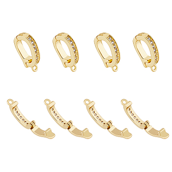 HOBBIESAY 8Pcs Brass Micro Pave Cubic Zirconia Enhancer Shortener Pendant Bails, Hinged Bails, with Loop, Lead Free & Nickel Free & Cadmium Free, Golden, 14x7.5x2.8mm, Hole: 1.2mm, Inner Diameter: 7.7x4.1mm