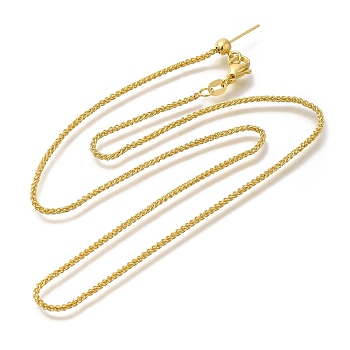 Brass Wheat Chain Adjustable Slider Necklaces for Women, Real 18K Gold Plated, 18.03 inch(45.8cm)