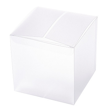Frosted PVC Rectangle Favor Box Candy Treat Gift Box, for Wedding Party Baby Shower Packing Box, White, 11x11x11cm