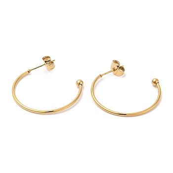 304 Stainless Steel Stud Earring, Half Hoop Ear Stud, Real 18K Gold Plated, 26x3x26mm