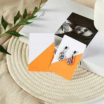 Rectangle Paper Earring Display Cards, Jewelry Display Cards for Earrings Necklaces Storage, Dark Orange, 9x5.9x0.05cm, Hole: 1.6mm