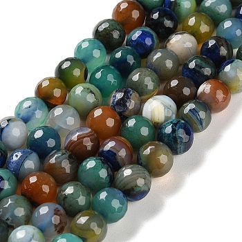 Natural Fire Crackle Agate Beads Strands, Dyed & Heated, Faceted, Round, Mixed Color, 10mm, Hole: 0.8mm, about 37pcs/strand, 14.96''(38cm)