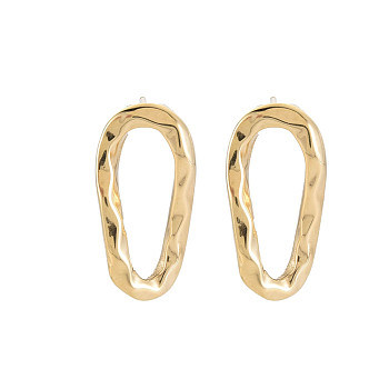 304 Stainless Steel Twist Oval Stud Earrings for Women, Golden, 25.5x13mm, Pin: 0.7mm