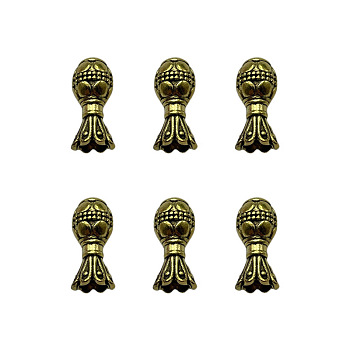 Tibetan Style Cord Ends, End Caps for Necklace, Bracelet Making, Antique Golden, 12x6mm, Hole: 1mm, about 684pcs/500g