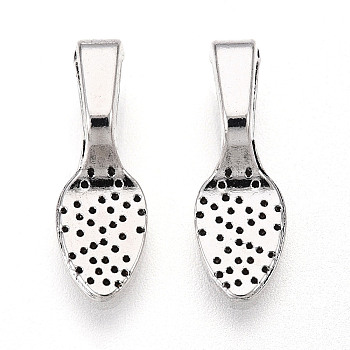 Alloy Glue-on Flat Pad Bails, Shovel Pendant Bails, Antique Silver, 15x5x1~5mm, Hole: 4.5x3mm