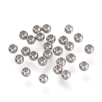 Tarnish Resistant 202 Stainless Steel Beads, Rondelle, Stainless Steel Color, 2x1.35mm, Hole: 1mm