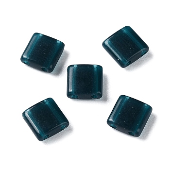Opaque Acrylic Slide Charms, Square, Prussian Blue, 5.2x5.2x2mm, Hole: 0.8mm