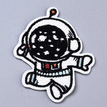 Spaceman Appliques, Computerized Embroidery Cloth Iron on/Sew on Patches, Costume Accessories, Snow, 64.5x50x1.5mm