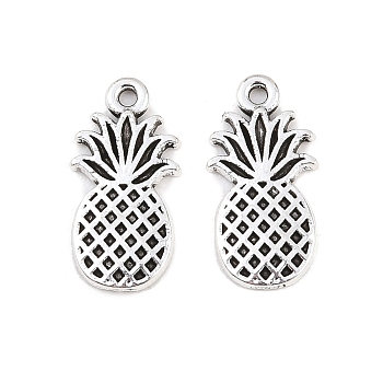 Tibetan Style Alloy Pendants, Pineapple Charms, Antique Silver, 17.5x9x1mm, Hole: 1.2mm