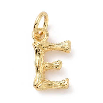Brass Pendants, with Jump Ring, Golden, Letter Charm, Letter E, 12x6x2mm, Hole: 3mm