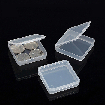 Plastic Bead Containers, Square Box, Clear, 5.4x5.4x1.2cm, Inner: 5x5x0.8cm