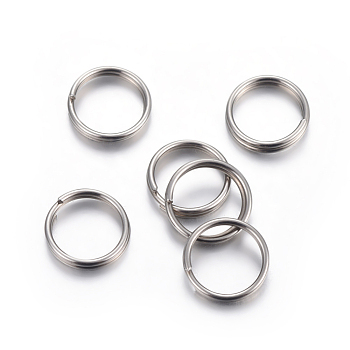 304 Stainless Steel Split Rings, Double Loops Jump Rings, Stainless Steel Color, 5x5x1mm, Inner Diameter: 3.7mm, Single Wire: 0.6mm