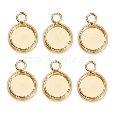 Real 18K Gold Plated Flat Round 304 Stainless Steel Pendants